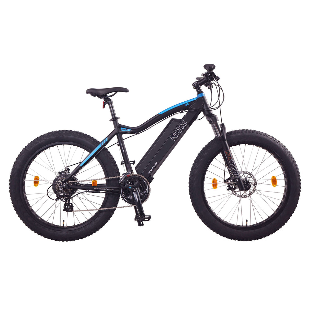 NCM ASPEN FAT ELECTRIC BIKE, E-BIKE, E-MTB, 250W-750W 48V 13Ah 624Wh BATTERY (BLACK 26)