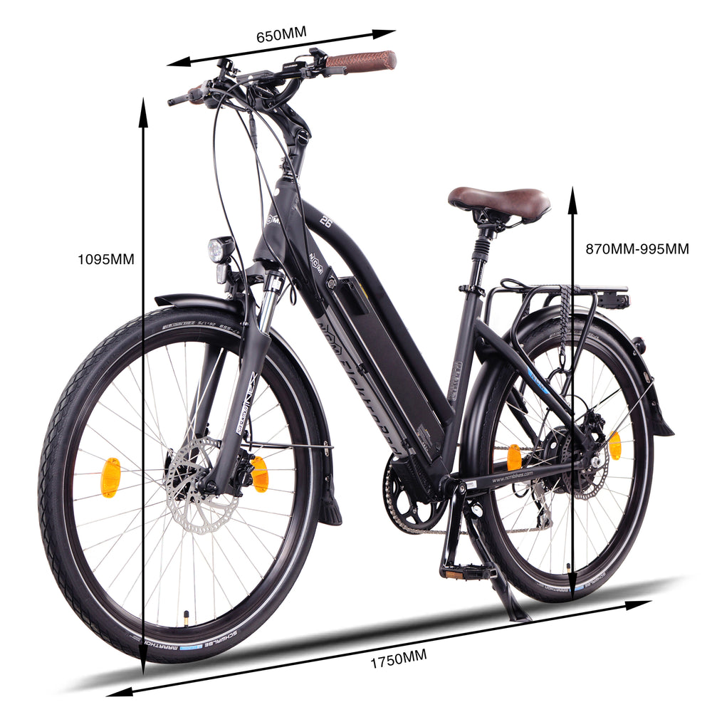 NCM MILANO PLUS TREKKING E-BIKE, CITY-BIKE, 250W-500W, 48V 16Ah 768Wh BATTERY (BLACK 26)