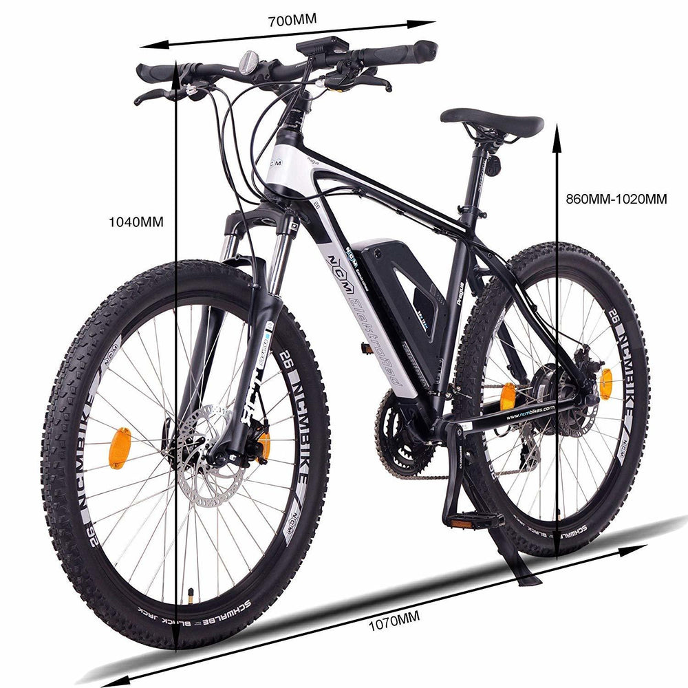 NCM PRAGUE ELECTRIC MOUNTAIN BIKE, E-BIKE, E-MTB, 250W-500W, 36V 13Ah 468Wh BATTERY (BLACK 26)