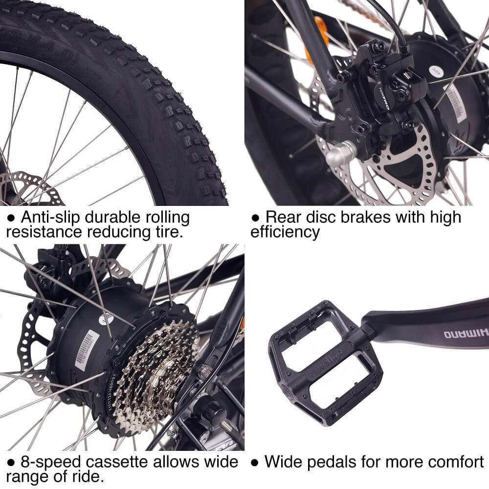 NCM ASPEN PLUS FAT ELECTRIC BIKE, E-BIKE, E-MTB, 250W-750W, 48V 16Ah 768Wh BATTERY (BLACK 26)