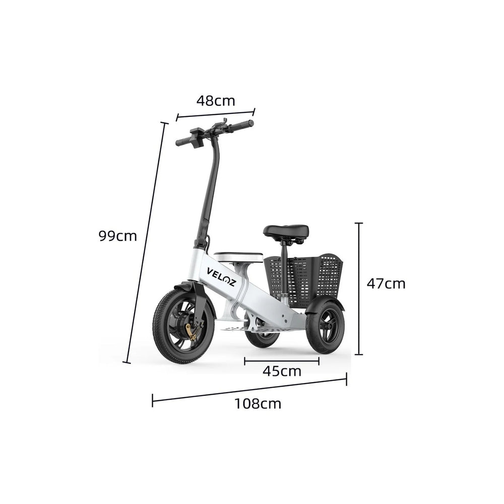 VELOZ ES2 ELECTRIC SCOOTER TRIKE WITH BASKET - 6 months free service